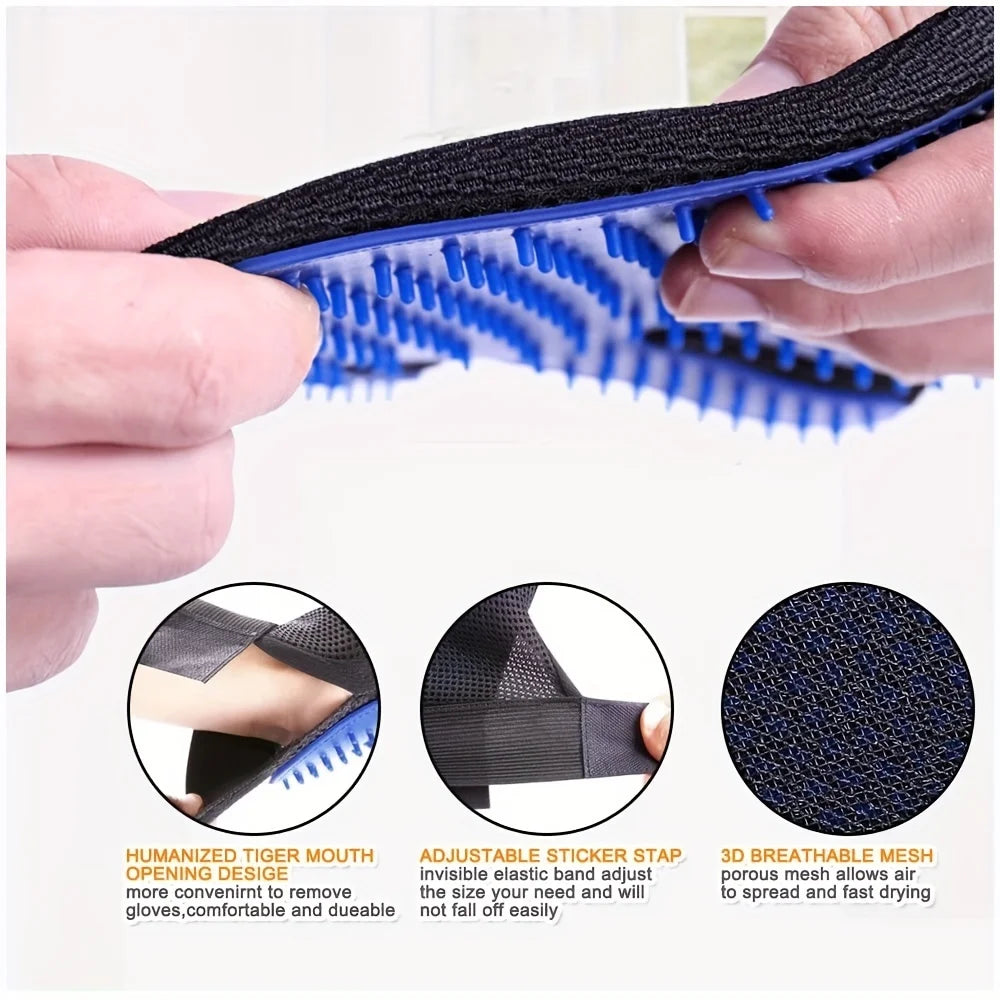 2Pcs Pet Grooming Kit for Dog Cat Rabbit Fur Grooming Brush Bath Cleaning Glove De-Shedding Pet Hair And Shower Brush