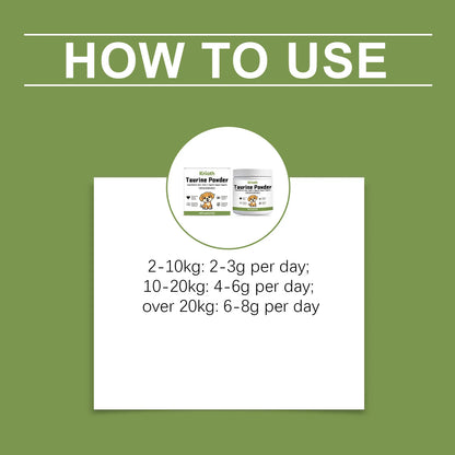 Dog Taurine Powder Easy-To-Mix Support Cognitive Health Enhance Hair Radiance Improve Heart Wellness Pet Nutritional Supplements