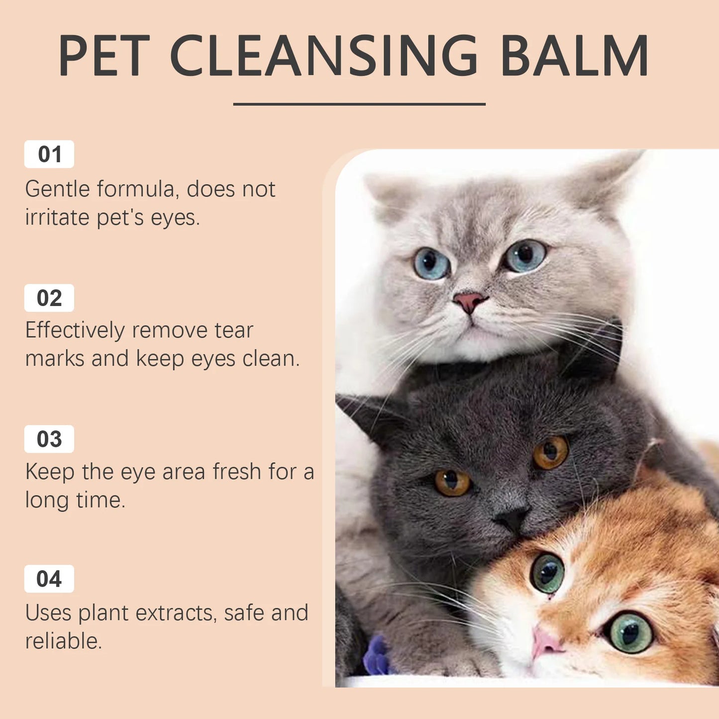 YEGBONG Pet Tear Stain Cleansing Balm Gentle Formula Non-Irritating Removes Dirt Debris for Dogs Cats Daily Eye Care