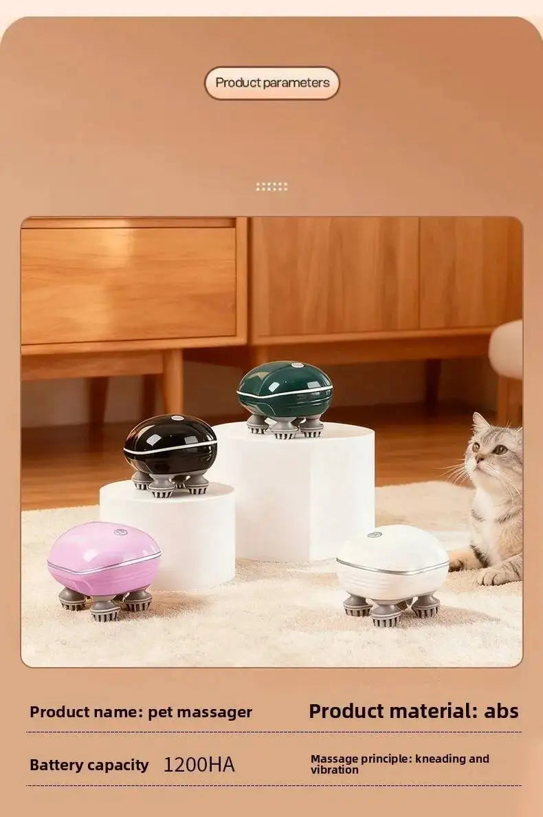Electric Cat Massager Head Massager Health Care Relax Shoulder Neck Deep Tissue Scalp Kneading Vibrating Device Pet Supplies