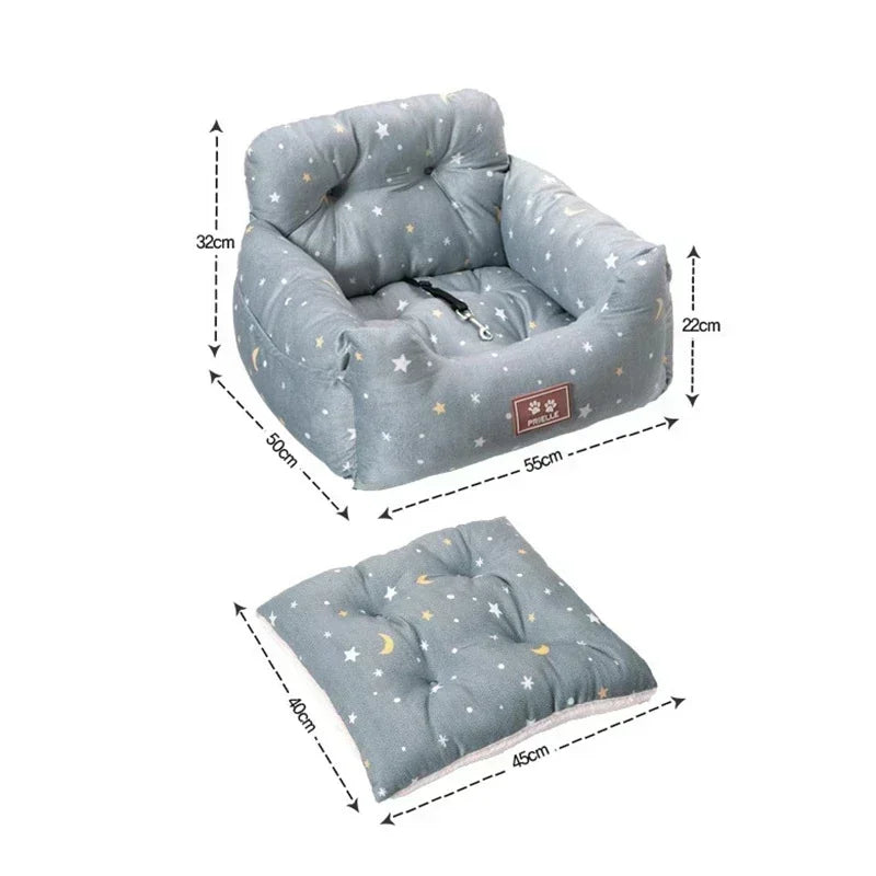 Dog Car Seat with Safety Belt Four Season Universal Pet Ooster Nest Cushion Washable Dogs Cats Sofa Bedding Travel Mattress