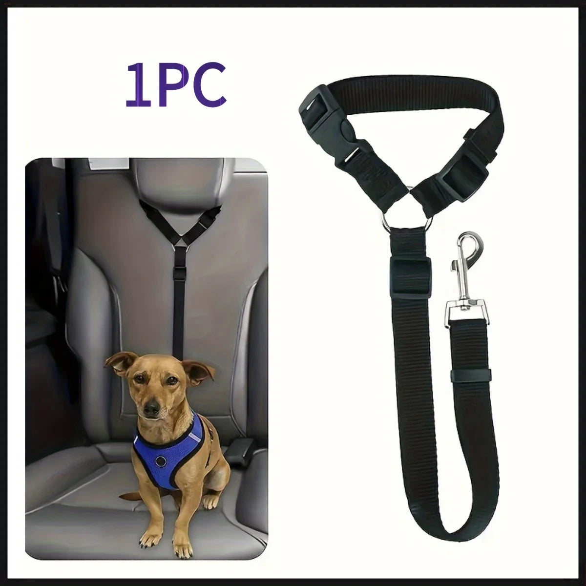 1pc Pet Car Seat Belt Adjustable Leash, Durable Nylon Material, Suitable for Small and Medium Dogs, Pet In-Car Seat Travel