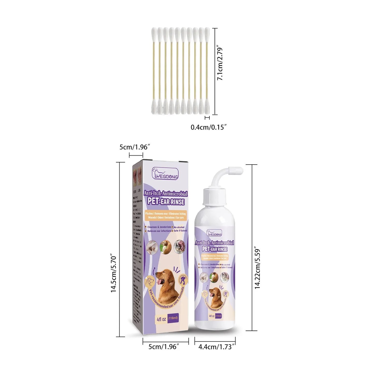 Cat Dog Ear Cleaner Pet Ear Wash Ear Drops Cleaning Control Yeast Mites Removes Ear Mites Scientific Formula Pet Supplies