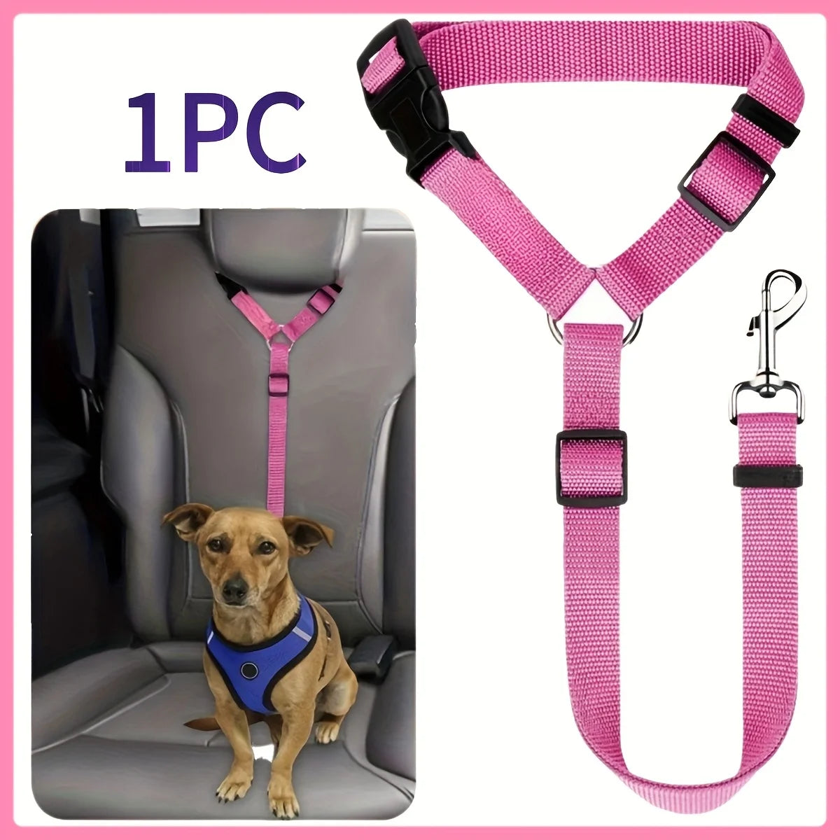 1pc Pet Car Seat Belt Adjustable Leash, Durable Nylon Material, Suitable for Small and Medium Dogs, Pet In-Car Seat Travel