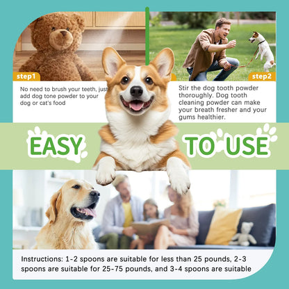 Pet Dental Cleaning Powder for Dogs & Cats - Freshens Breath, Removes Tartar & Plaque, Provides Comprehensive Oral Care.