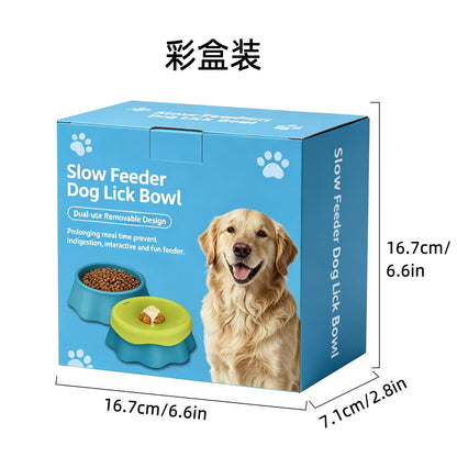 Dog lick Bowl Slow Feeder Dog Bowl for Liquid with Rolling Ball Interactive Lick Bowl AntiSlip for Wet Food Water Treat Lick Toy