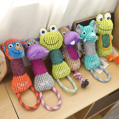 Dog Toy Animals Shape Bite Resistant Squeaky Toys Corduroy Dog Toys for Small Large Dogs Puppy Pets Training Accessories