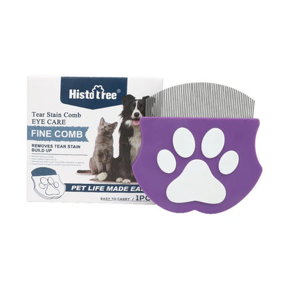 Pet Grooming Comb - Flea Comb for Cats & Dogs, Curved Design for Face & Body, Mini Detangling Brush for Pets