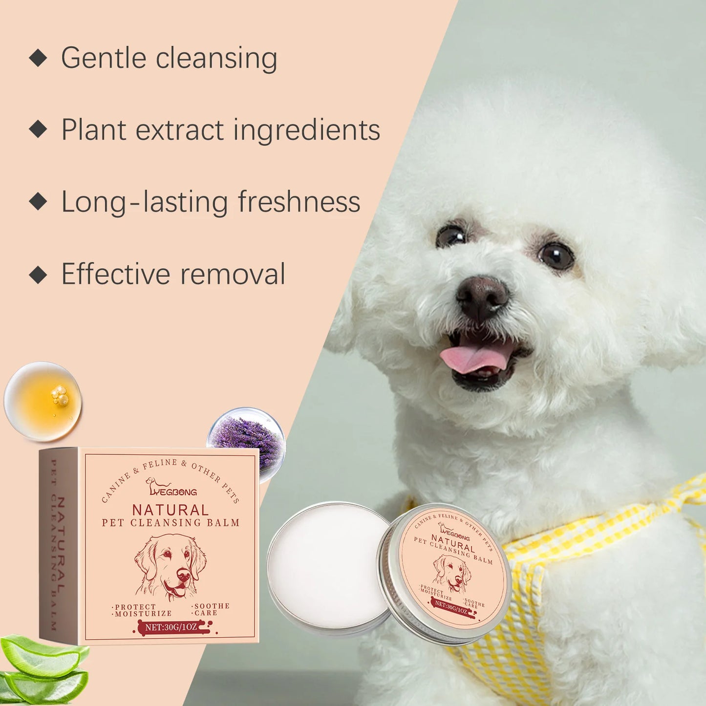YEGBONG Pet Tear Stain Cleansing Balm Gentle Formula Non-Irritating Removes Dirt Debris for Dogs Cats Daily Eye Care