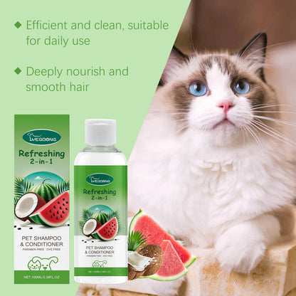 YEGBONG 100ml Hypoallergenic Pet 2in1 Shampoo and Conditioner pH Balanced Tear Free Bath for Dogs and Cats with Sensitive Skin