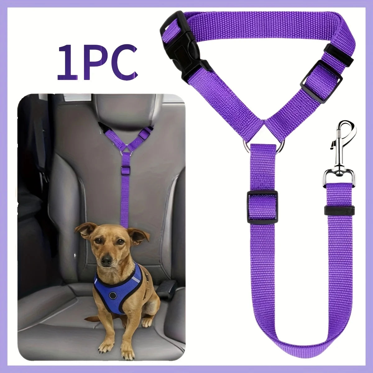 1pc Pet Car Seat Belt Adjustable Leash, Durable Nylon Material, Suitable for Small and Medium Dogs, Pet In-Car Seat Travel