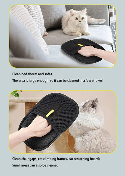 2-in-1 Reusable Pet Grooming Glove - Static Electricity Deshedding Brush for Cat/Dog Hair Removal, Massage Cleaning Tool