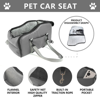 Front Seat Removable And Washable Car Dog Bed, Portable Pet Car Mat For Outdoor Use, Car Travel Safety seat, Center Console,
