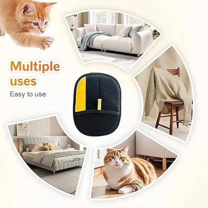 Pet Hair Remover Gloves Electrostatic for Cats Dogs, Reusable Washable Grooming Glove with 2-in-1 Lint Roller Brush - Safe Non-T