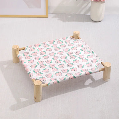 53*48*13cm Summer Elevated Pet Bed Foldable Portable Pet Camping Wooden Detachable Cat Teddy Dog March Bed Cooling Hammock ערסל