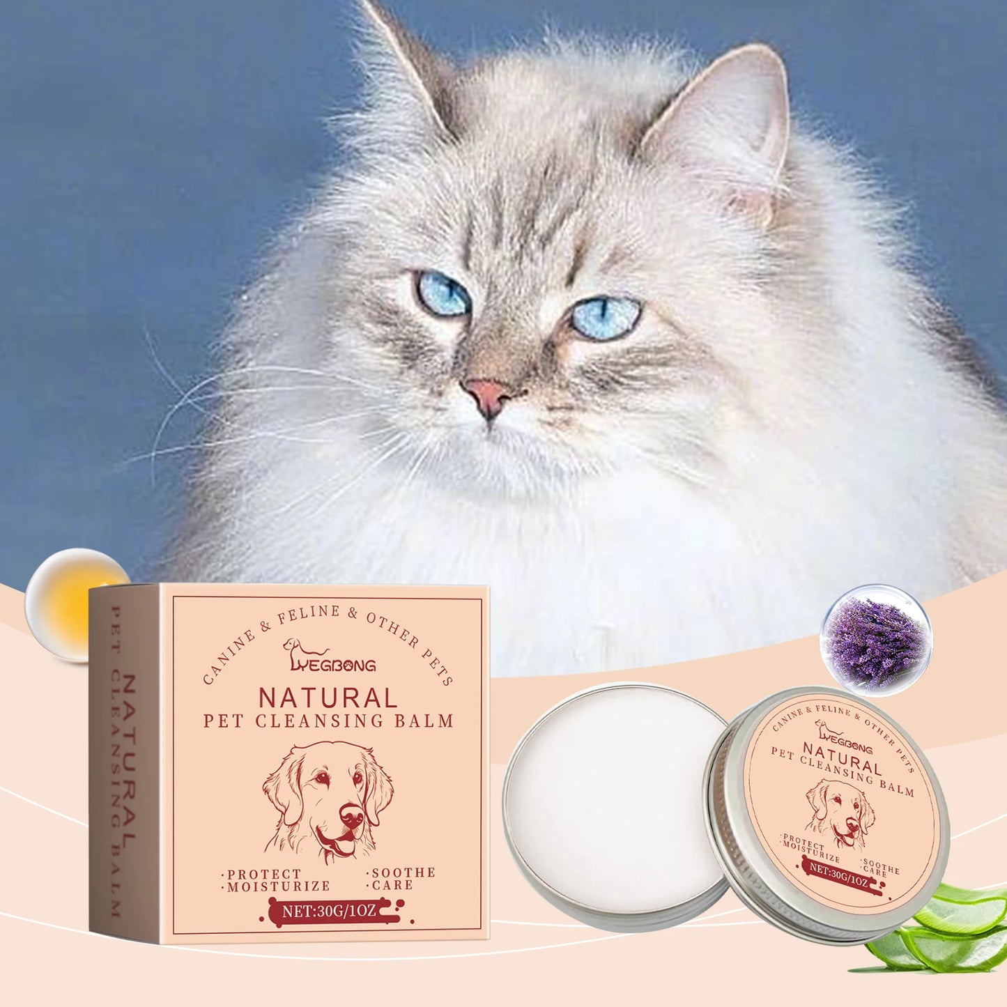 YEGBONG Pet Tear Stain Cleansing Balm Gentle Formula Non-Irritating Removes Dirt Debris for Dogs Cats Daily Eye Care