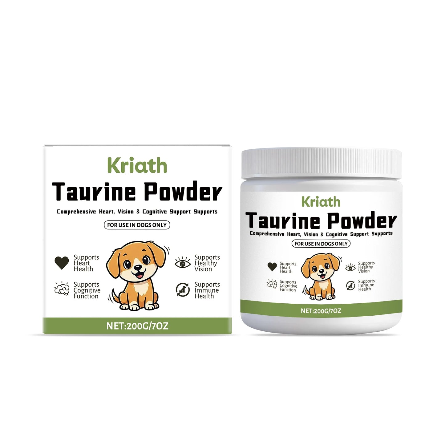 Dog Taurine Powder Easy-To-Mix Support Cognitive Health Enhance Hair Radiance Improve Heart Wellness Pet Nutritional Supplements
