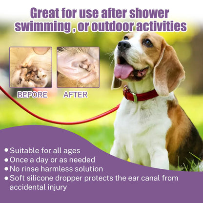 Cat Dog Ear Cleaner Pet Ear Wash Ear Drops Cleaning Control Yeast Mites Removes Ear Mites Scientific Formula Pet Supplies