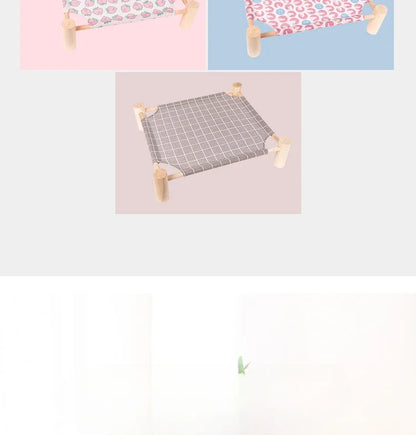 53*48*13cm Summer Elevated Pet Bed Foldable Portable Pet Camping Wooden Detachable Cat Teddy Dog March Bed Cooling Hammock ערסל