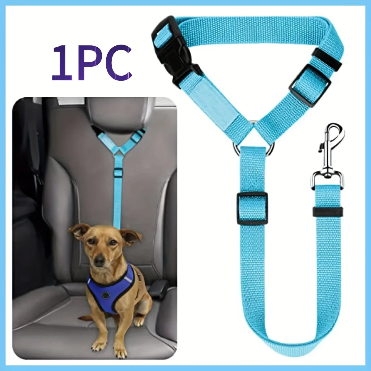 1pc Pet Car Seat Belt Adjustable Leash, Durable Nylon Material, Suitable for Small and Medium Dogs, Pet In-Car Seat Travel