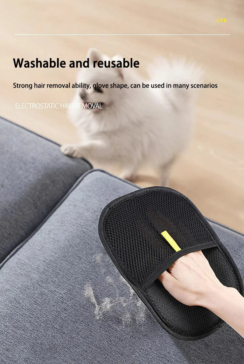 2-in-1 Reusable Pet Grooming Glove - Static Electricity Deshedding Brush for Cat/Dog Hair Removal, Massage Cleaning Tool