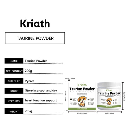 Dog Taurine Powder Easy-To-Mix Support Cognitive Health Enhance Hair Radiance Improve Heart Wellness Pet Nutritional Supplements