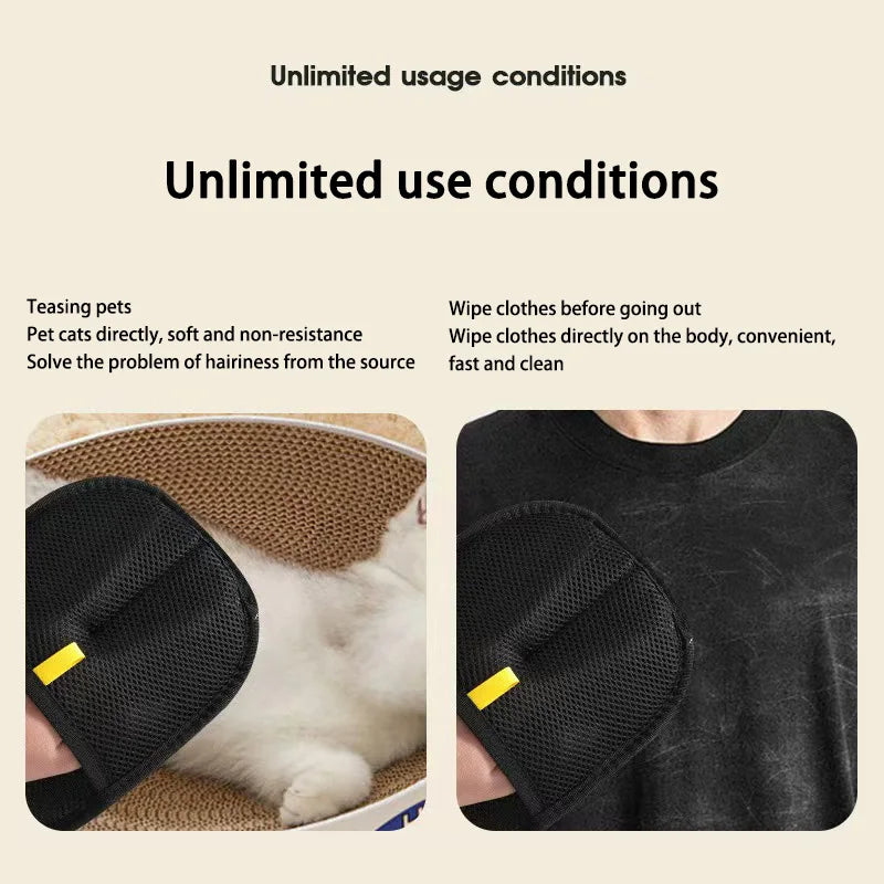 2-in-1 Reusable Pet Grooming Glove - Static Electricity Deshedding Brush for Cat/Dog Hair Removal, Massage Cleaning Tool