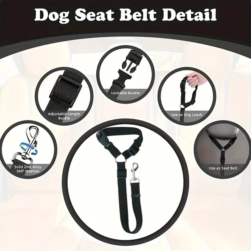 1pc Pet Car Seat Belt Adjustable Leash, Durable Nylon Material, Suitable for Small and Medium Dogs, Pet In-Car Seat Travel