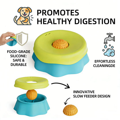 Dog lick Bowl Slow Feeder Dog Bowl for Liquid with Rolling Ball Interactive Lick Bowl AntiSlip for Wet Food Water Treat Lick Toy