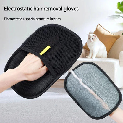 2-in-1 Reusable Pet Grooming Glove - Static Electricity Deshedding Brush for Cat/Dog Hair Removal, Massage Cleaning Tool
