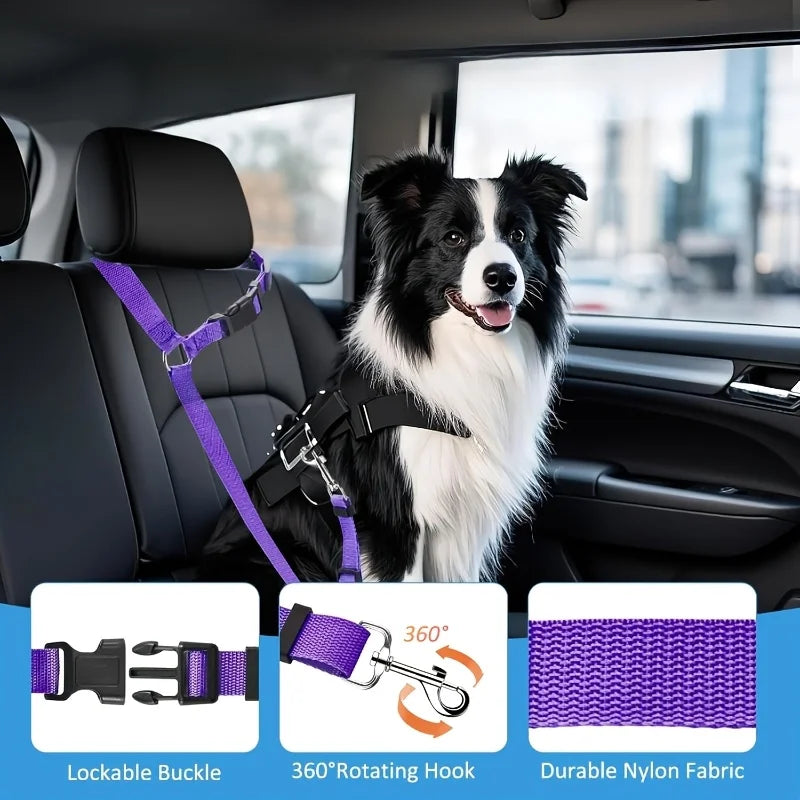 1pc Pet Car Seat Belt Adjustable Leash, Durable Nylon Material, Suitable for Small and Medium Dogs, Pet In-Car Seat Travel