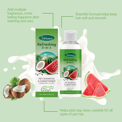 YEGBONG 100ml Hypoallergenic Pet 2in1 Shampoo and Conditioner pH Balanced Tear Free Bath for Dogs and Cats with Sensitive Skin