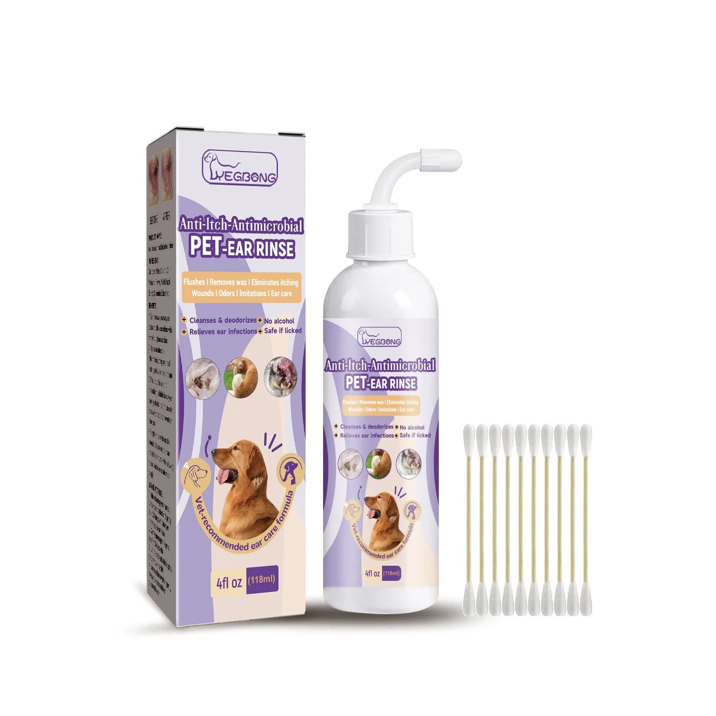 Cat Dog Ear Cleaner Pet Ear Wash Ear Drops Cleaning Control Yeast Mites Removes Ear Mites Scientific Formula Pet Supplies